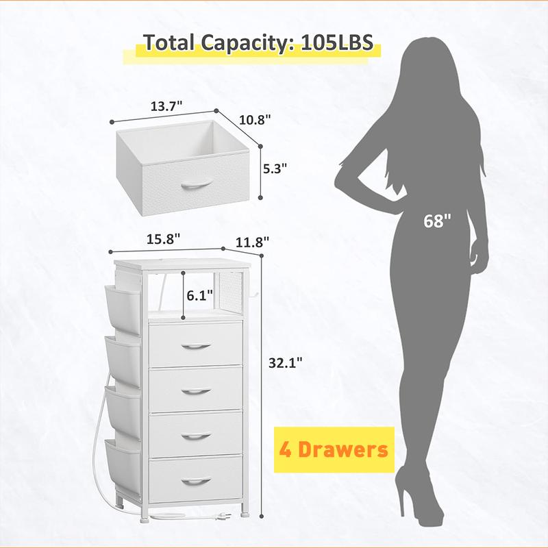 שידת לילה חכמה Aura | אחסון רב-מגירות ועמדת טעינה