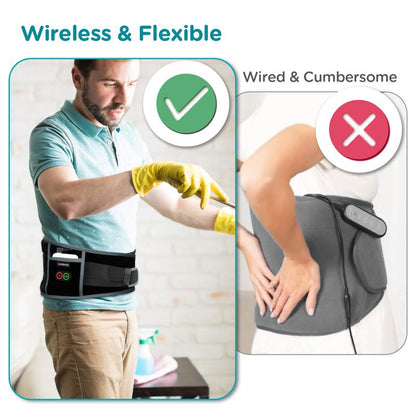 מכשיר עיסוי גב אלחוטי | חגורת חימום מתכווננת עד 58 אינץ'