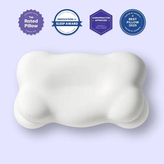 שינה מרגיעה | כרית CloudAlign + ציפית קירור חינם - כרית צוואר ארגונומית + ספוג זיכרון בגובה כפול עם ציפית קירור לישנים על הצד, הגב והבטן הכרית הטובה ביותר לשנת 2025 זכתה בפרס 
