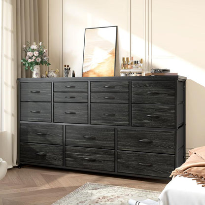 מעמד טלוויזיה Raybee Furniture עם 16 מגירות אחסון ושקע חשמל, מסגרת מתכת כבדה וקונסולת מדיה מעץ, מרכז בידור גדול לסלון, חדר שינה, ארון, ארון אחסון מודרני לעיצוב הבית לחלל קטן 
