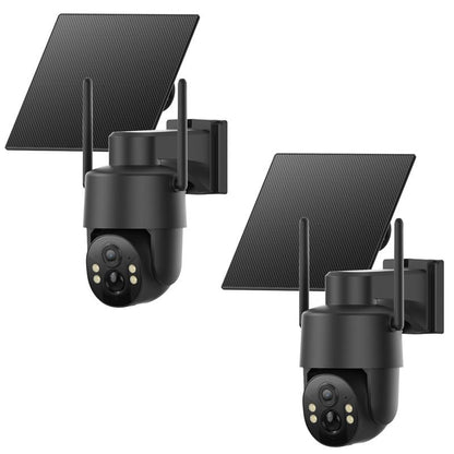 מצלמת אבטחה סולארית TechVibes עם חיבור 4G LTE, מצלמת חוץ באיכות HD ברזולוציית 4MP עם ראיית לילה צבעונית, חיבור לרשת סלולרית, ניטור מרחוק ועמידות בתנאי מזג האוויר בתקן IP65