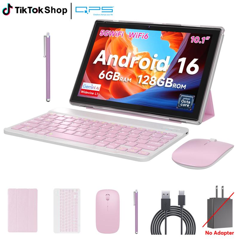 טאבלט PEICHENG 2026 עם מערכת הפעלה Android 16, מסך IPS בגודל 10.1 אינץ', זיכרון RAM בנפח 20GB, אחסון פנימי של 128GB עם אפשרות הרחבה עד 1TB, מעבד שמונה ליבות, WiFi 6, Bluetooth 5.0 ועכבר אלחוטי