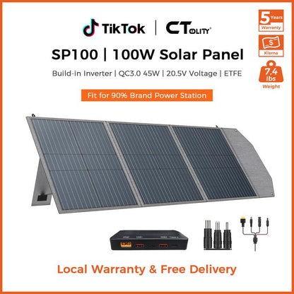 פאנל סולארי גמיש ומתקפל CTOLITY SP200 בהספק 200W, מטען סולארי נייד בעל יעילות גבוהה במתח 12V/20.5V עם יציאת USB בהספק 45W, מחברי MC4 ועיצוב עמיד למים לקמפינג, לקרוואנים ולתחנות כוח ניידות