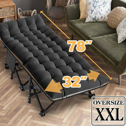 מיטת קמפינג מתקפלת DoCred בגודל XXL עם מזרן, מיטת שינה ניידת ועמידה במיוחד עם מסגרת יציבה ותיק נשיאה, מתאימה לקמפינג בחוץ, לנסיעות, לחדרי אורחים ולשימוש במשרד