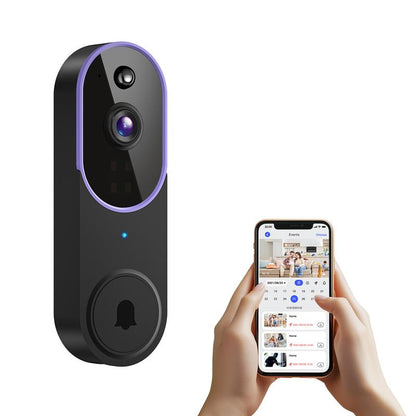 מצלמת פעמון דלת חכמה אלחוטית ברזולוציית 1080P עם זיהוי באמצעות בינה מלאכותית (AI), ראיית לילה, שמע דו-כיווני וחיבור WiFi