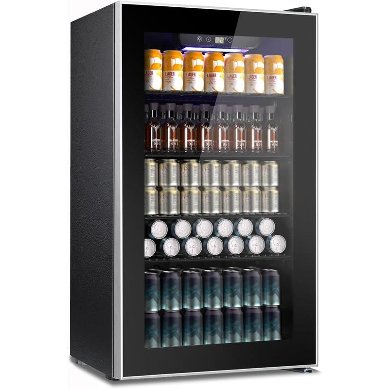 מקרר ומקרר משקאות COWSAR, מקרר מיני 48-130 פחיות, מקרר קטן עם תצוגה דיגיטלית 32~61 מעלות צלזיוס, מקרר קטן עם 4 מדפים למשרד ביתי, חדר שינה, מוסך, חדר משחקים, 1.3-4.4 רגל מעוקב 