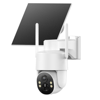 מצלמת אבטחה סולארית TechVibes עם חיבור 4G LTE, מצלמת חוץ באיכות HD ברזולוציית 4MP עם ראיית לילה צבעונית, חיבור לרשת סלולרית, ניטור מרחוק ועמידות בתנאי מזג האוויר בתקן IP65
