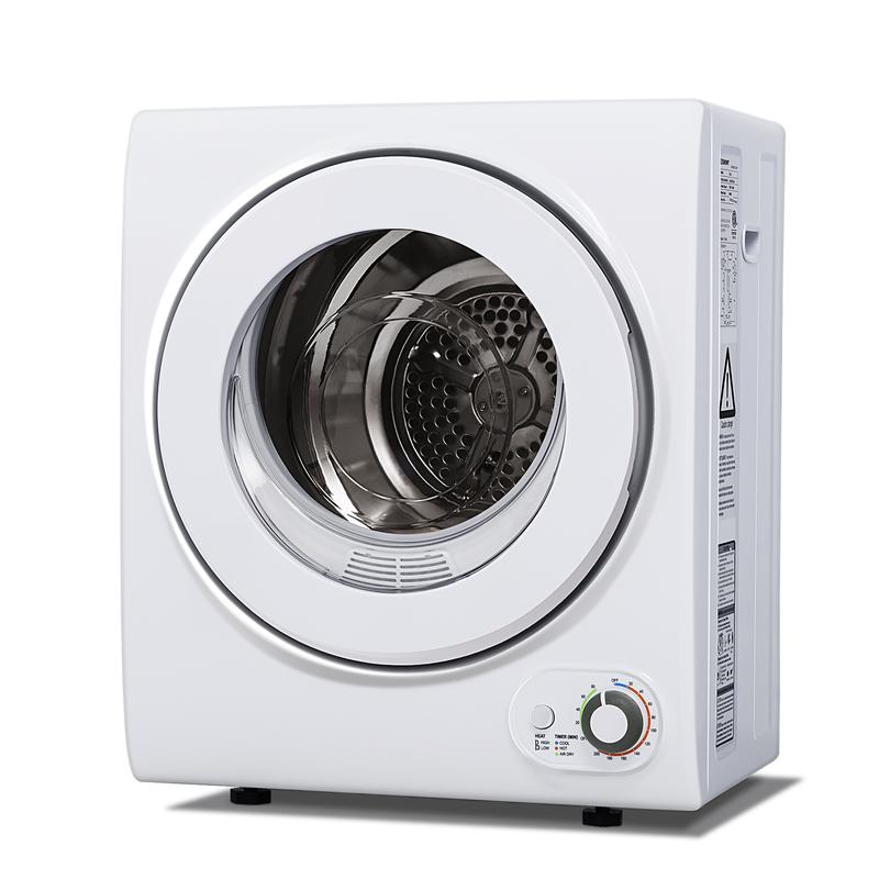 מייבש כביסה נייד Euhomy 110V 850W מייבשי כביסה קומפקטיים 1.5 רגל מעוקב פתח קדמי נירוסטה מייבש כביסה חשמלי עם אמבטיה נירוסטה לדירות, קרוואנים, מעונות, לבן שליטה קלה 