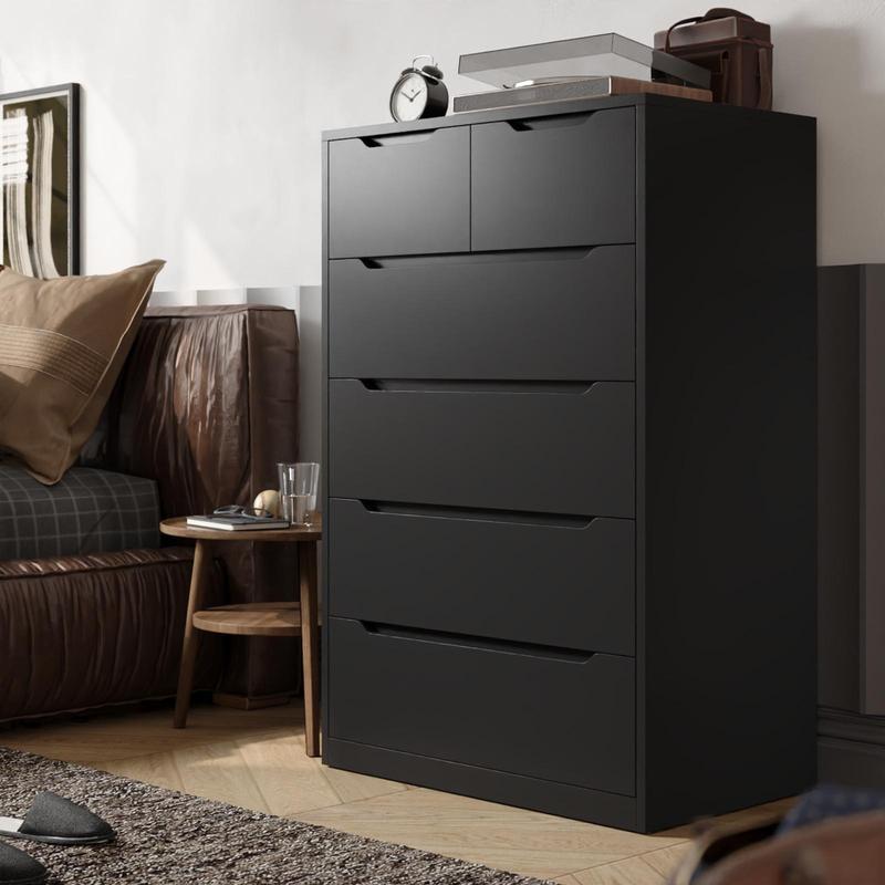 שידת עץ מודרנית של Raybeefurniture עם 4/5/6 מגירות גדולות, ארון אחסון מסוגנן ושידות מגירות עם ארגונית גדולה, שידה גבוהה עם מסילה חלקה ממתכת, ריהוט חדר שינה מודרני, ארגונית אחסון יוקרתית לבנה לחדר שינה 