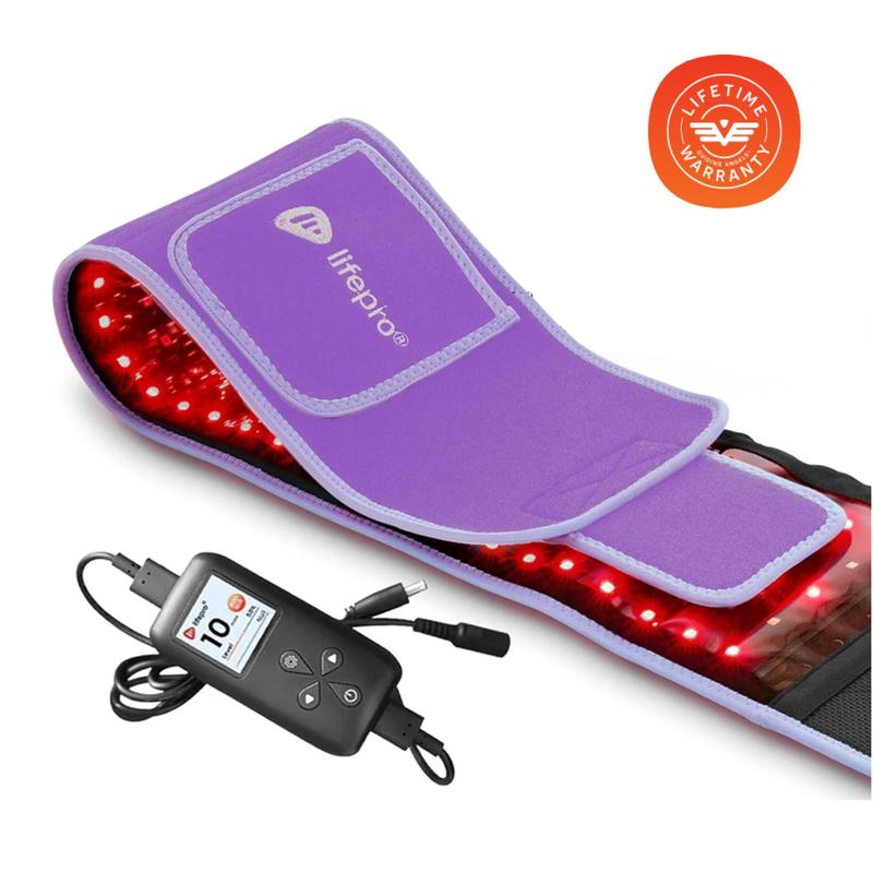 חגורת טיפול באור אדום LifePro Alleva - אחריות לכל החיים - אדום 660nm + NIR 850nm - 105 נוריות LED משולשות - תמיכה לעור ולשרירים - ניידת ועוטפת - שלט רחוק 