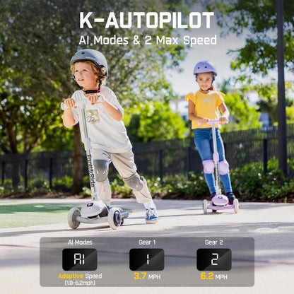 קורקינט חשמלי FanttikRide K9 Pro לילדים 3-6, גובה כידון מתכוונן לרוכבים 3.3-4.6 רגל, משקל 38 ק"ג, עד 40 דקות זמן רציף, טווח נסיעה של 5.5 ק"מ, בינה מלאכותית ו-2 מהירויות מקסימליות של 3.7/6.2 קמ"ש 