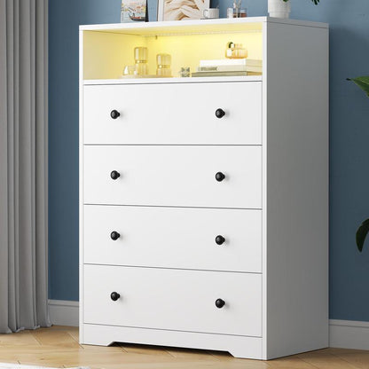 שידת עץ מודרנית של Raybeefurniture עם 4/5/6 מגירות גדולות, ארון אחסון מסוגנן ושידות מגירות עם ארגונית גדולה, שידה גבוהה עם מסילה חלקה ממתכת, ריהוט חדר שינה מודרני, ארגונית אחסון יוקרתית לבנה לחדר שינה 