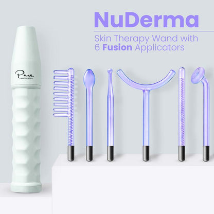 מכשיר יופי פנים של NuDerma Clinical בתדר גבוה עם אפליקטורים של Fusion Neon-Argon, אנטי אייג'ינג ואקנה, מבית Pure Daily Care 