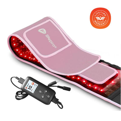 חגורת טיפול באור אדום LifePro Alleva - אחריות לכל החיים - אדום 660nm + NIR 850nm - 105 נוריות LED משולשות - תמיכה לעור ולשרירים - ניידת ועוטפת - שלט רחוק 