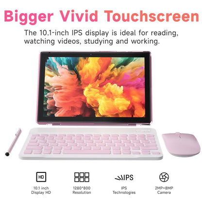 טאבלט PEICHENG 2026 עם מערכת הפעלה Android 16, מסך IPS בגודל 10.1 אינץ', זיכרון RAM בנפח 20GB, אחסון פנימי של 128GB עם אפשרות הרחבה עד 1TB, מעבד שמונה ליבות, WiFi 6, Bluetooth 5.0 ועכבר אלחוטי