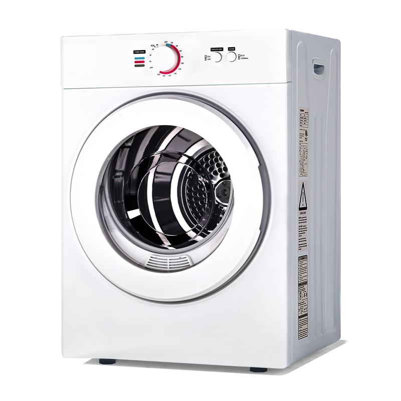 מייבש כביסה נייד Euhomy 110V 850W מייבשי כביסה קומפקטיים 1.5 רגל מעוקב פתח קדמי נירוסטה מייבש כביסה חשמלי עם אמבטיה נירוסטה לדירות, קרוואנים, מעונות, לבן שליטה קלה 