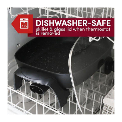 מחבת חשמלית ענקית 10 קוורט | פיית מזיגה נוחה וגימור אבן יוקרתי