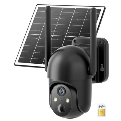 מצלמת אבטחה סולארית TechVibes עם חיבור 4G LTE, מצלמת חוץ באיכות HD ברזולוציית 4MP עם ראיית לילה צבעונית, חיבור לרשת סלולרית, ניטור מרחוק ועמידות בתנאי מזג האוויר בתקן IP65