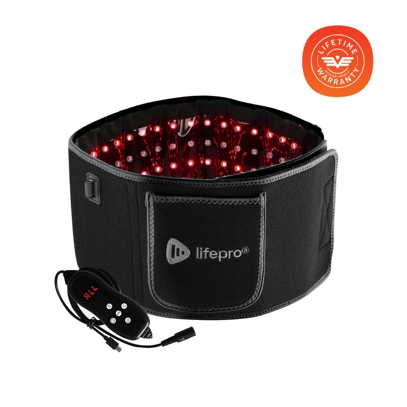 חגורת טיפול באור אדום LifePro Alleva - אחריות לכל החיים - אדום 660nm + NIR 850nm - 105 נוריות LED משולשות - תמיכה לעור ולשרירים - ניידת ועוטפת - שלט רחוק 