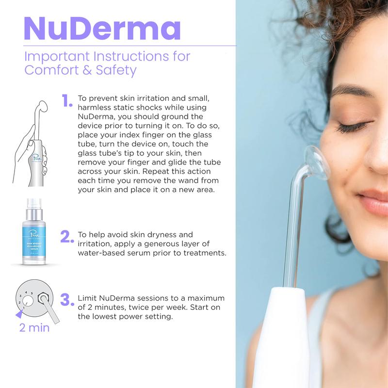 מכשיר יופי פנים של NuDerma Clinical בתדר גבוה עם אפליקטורים של Fusion Neon-Argon, אנטי אייג'ינג ואקנה, מבית Pure Daily Care 