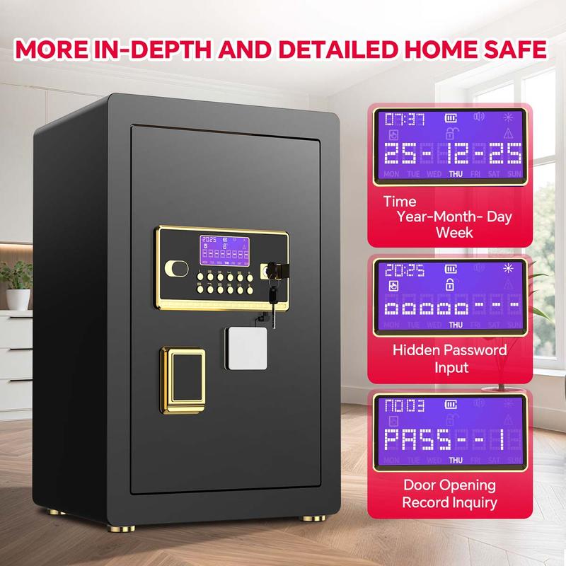 RXDSAFE כספת גדולה דיגיטלית עם לוח מקשים אבטחה לבית, מערכת אזעקה חכמה, נעילת פנים לחפצי ערך, גאדג'טים ריגול, עמידות בפני גניבה, עיצוב ביתי, משרד עסקי 