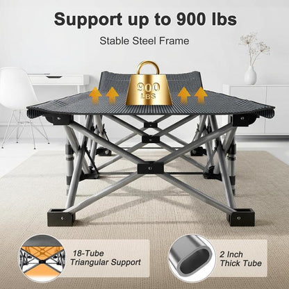 מיטת קמפינג מתקפלת DoCred בגודל XXL עם מזרן, מיטת שינה ניידת ועמידה במיוחד עם מסגרת יציבה ותיק נשיאה, מתאימה לקמפינג בחוץ, לנסיעות, לחדרי אורחים ולשימוש במשרד