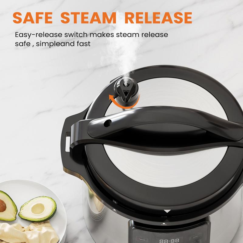 סיר לחץ חשמלי 9 ב-1, 6/8 ליטר, סיר אידוי, סיר חכם רב תכליתי, נירוסטה 