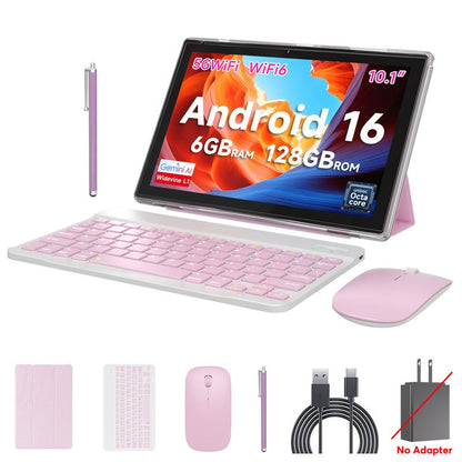 טאבלט PEICHENG 2026 עם מערכת הפעלה Android 16, מסך IPS בגודל 10.1 אינץ', זיכרון RAM בנפח 20GB, אחסון פנימי של 128GB עם אפשרות הרחבה עד 1TB, מעבד שמונה ליבות, WiFi 6, Bluetooth 5.0 ועכבר אלחוטי