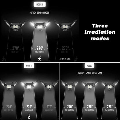 פנסי הצפה סולאריים Qawtor עם 800 נורות LED, חיישן תנועה, שלט רחוק, 3 מצבי בהירות ועיצוב עמיד למים בתקן IP65 לתאורת אבטחה חיצונית