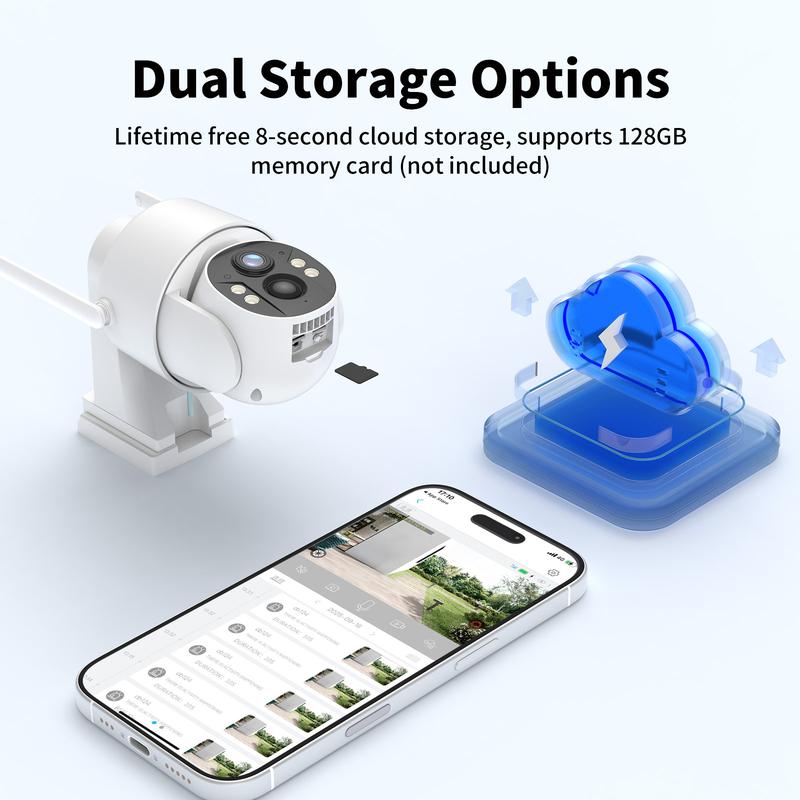 מצלמת אבטחה סולארית TechVibes עם חיבור 4G LTE, מצלמת חוץ באיכות HD ברזולוציית 4MP עם ראיית לילה צבעונית, חיבור לרשת סלולרית, ניטור מרחוק ועמידות בתנאי מזג האוויר בתקן IP65