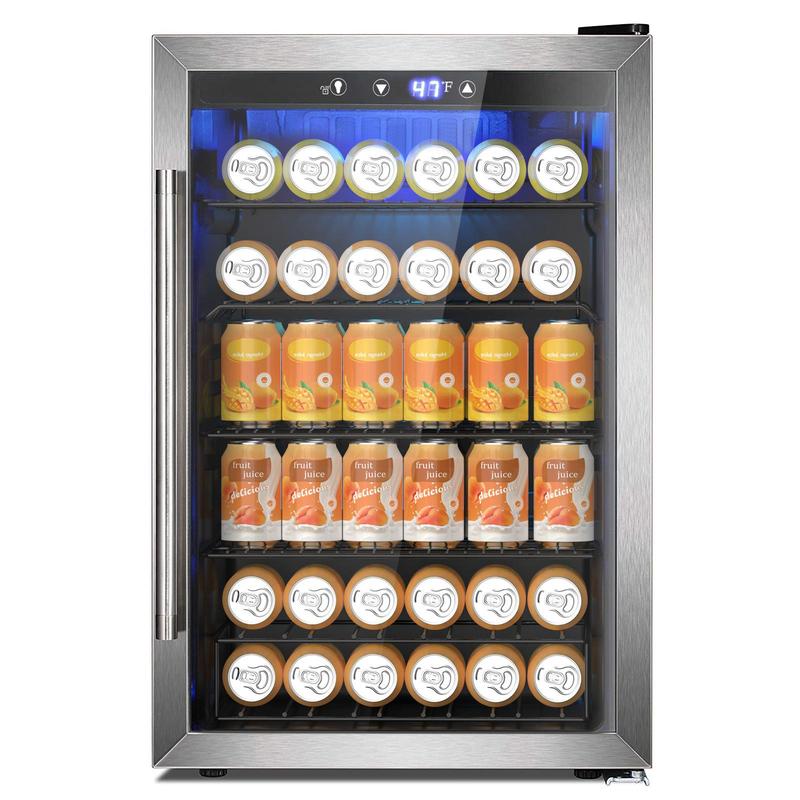 מקרר ומקרר משקאות COWSAR, מקרר מיני 48-130 פחיות, מקרר קטן עם תצוגה דיגיטלית 32~61 מעלות צלזיוס, מקרר קטן עם 4 מדפים למשרד ביתי, חדר שינה, מוסך, חדר משחקים, 1.3-4.4 רגל מעוקב 