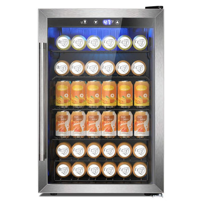 מקרר ומקרר משקאות COWSAR, מקרר מיני 48-130 פחיות, מקרר קטן עם תצוגה דיגיטלית 32~61 מעלות צלזיוס, מקרר קטן עם 4 מדפים למשרד ביתי, חדר שינה, מוסך, חדר משחקים, 1.3-4.4 רגל מעוקב 