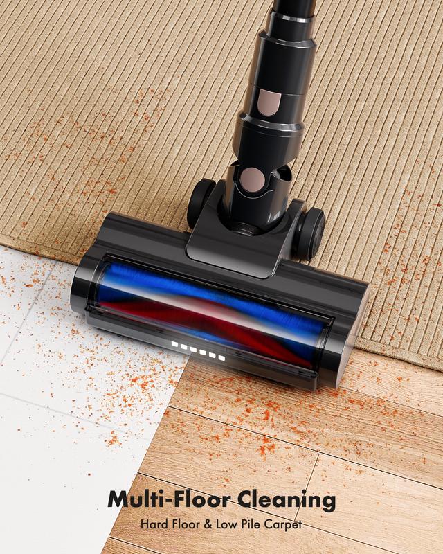 【Homeika 2026 משודרג לאחרונה】שואב האבק האלחוטי Trucozie T350 כולל עיצוב קל משקל של 8 ב-1 עם עד 45 דקות זמן פעולה ו-33 קילו-פסקל של יניקה עוצמתית. שואב האבק האלחוטי הנטען הזה אידיאלי לשטיחים, אריחים, שיער חיות מחמד ורצפות עץ קשה. 