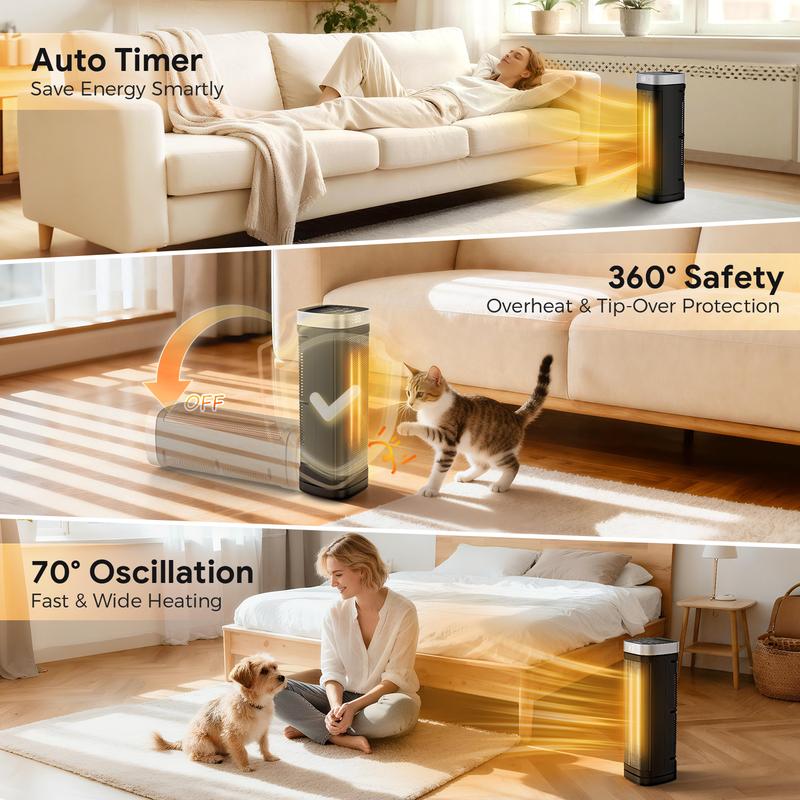 מפזר חום קרמי לתלייה על הקיר | מערכת חימום PTC חכמה 1500W