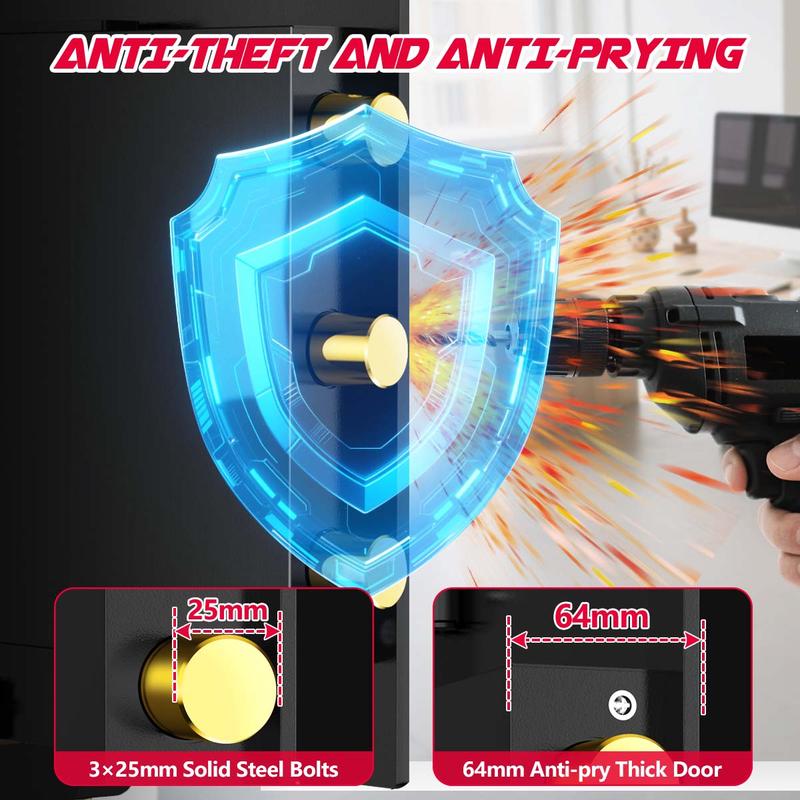 RXDSAFE כספת גדולה דיגיטלית עם לוח מקשים אבטחה לבית, מערכת אזעקה חכמה, נעילת פנים לחפצי ערך, גאדג'טים ריגול, עמידות בפני גניבה, עיצוב ביתי, משרד עסקי 