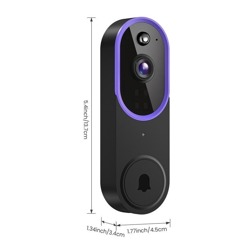 מצלמת פעמון דלת חכמה אלחוטית ברזולוציית 1080P עם זיהוי באמצעות בינה מלאכותית (AI), ראיית לילה, שמע דו-כיווני וחיבור WiFi