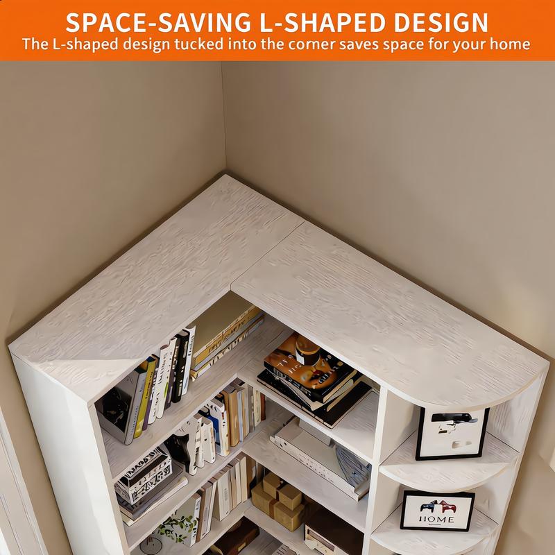 כוננית פינתית 6 קומות בדגם L | תצוגת לד חכמה ופתרון אחסון