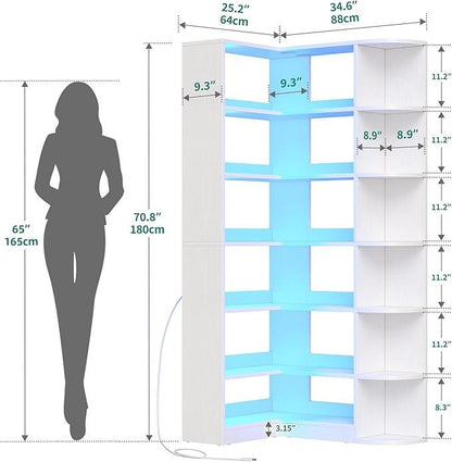 כוננית פינתית 6 קומות בדגם L | תצוגת לד חכמה ופתרון אחסון