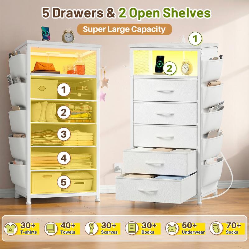 שידת לילה חכמה Aura | אחסון רב-מגירות ועמדת טעינה