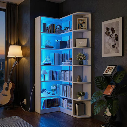 כוננית פינתית 6 קומות בדגם L | תצוגת לד חכמה ופתרון אחסון