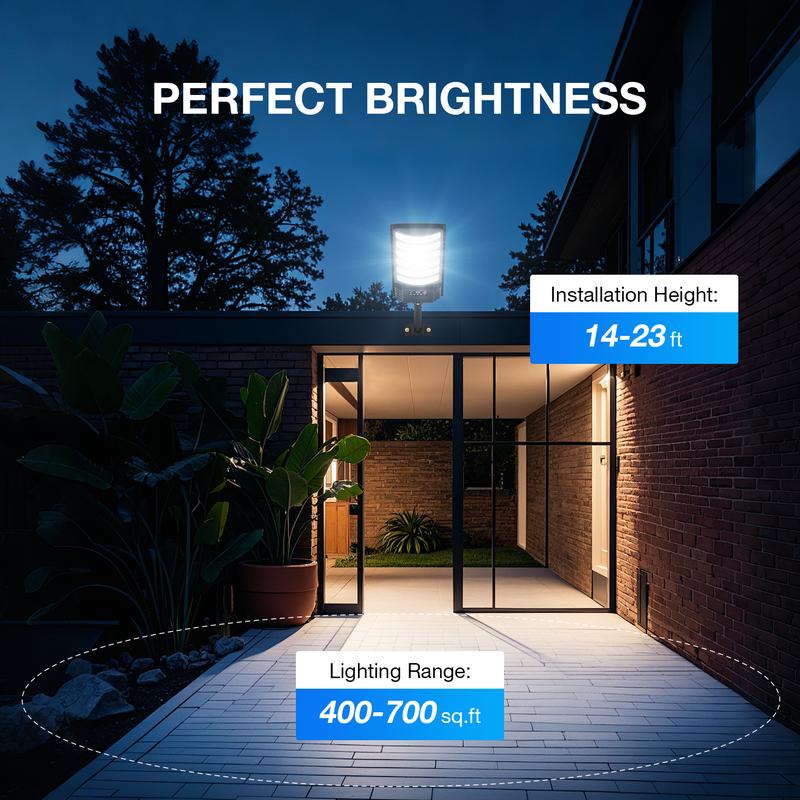 חבילה של 4 פנסי רחוב סולאריים, תאורת הצפה חיצונית 30000 לומן, מדמדומים עד שחר, תאורת חניה סולארית עמידה למים IP66 עם שלט רחוק, מנורת אבטחה עם עמעום 6500k 