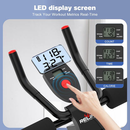מכשיר אימון בטן מתקפל מתכוונן של Relife Sports עם צג LCD | מחטב ליבה, בטן ומותניים לחדר כושר ביתי | הגנה על הברכיים וגומיות התנגדות | ציוד אימון לזרועות, רגליים וישבן | מתאים למתחילים 