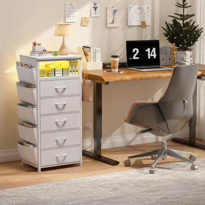 שידת לילה חכמה Aura | אחסון רב-מגירות ועמדת טעינה