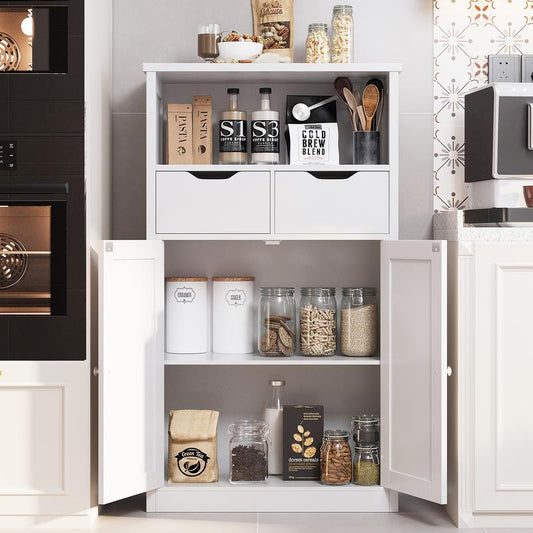 ארון אחסון רצפתי מעוצב | יחידת ארגון רב-תכליתית עם דלתות ומגירות