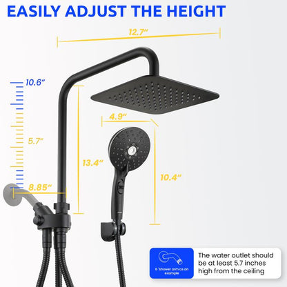 מערכת אמבטיה כפולה | ראש גשם 8 אינץ' ומזלף ידני יוקרתי