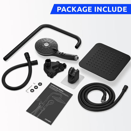 מערכת אמבטיה כפולה | ראש גשם 8 אינץ' ומזלף ידני יוקרתי